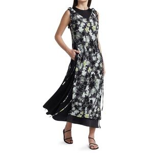 NWT Deveaux NY Cecil Layered Floral Print Silk Dress size 6